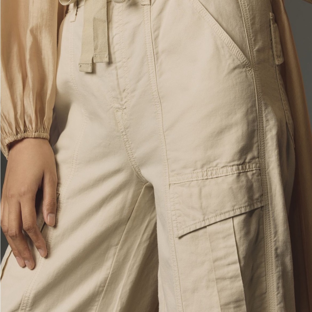 Maeve Anthropologie Tan Wide-Leg Pants High-Waisted Relaxed Fit - Picture 4 of 7